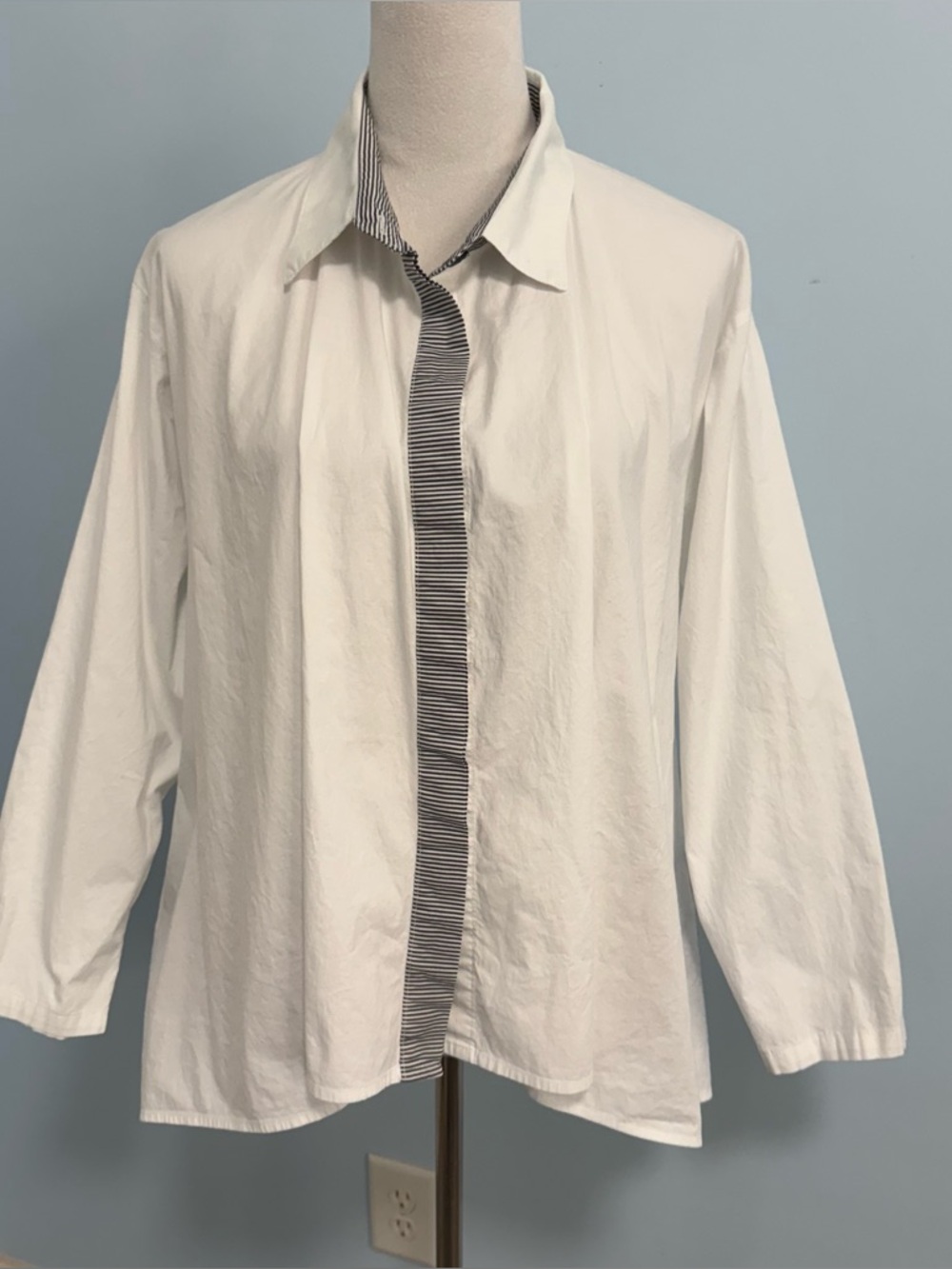 PLANET One Size Fits All‎ Long Sleeve White Cotton Blouse Made In USA